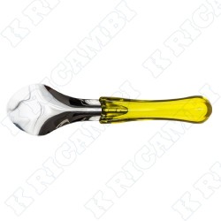 SPATOLA ACCIAIO INOX MANICO TRASP.GIALLO CM.26