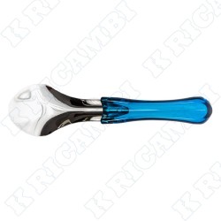 SPATOLA ACCIAIO INOX MANICO TRASP.BLU CM.26